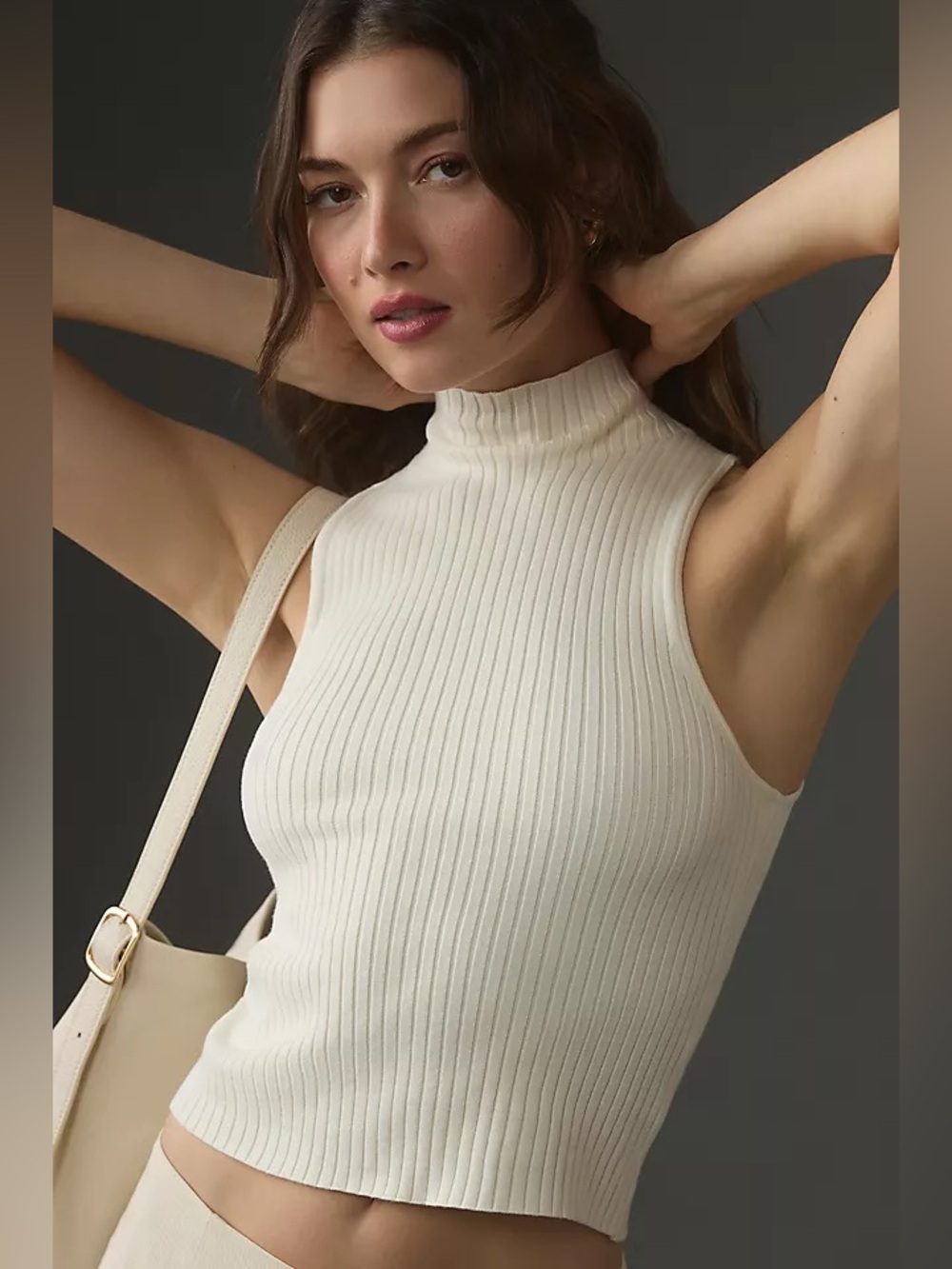 Reformation Tallulah Ribbed Sweater Tank Cream Size XS